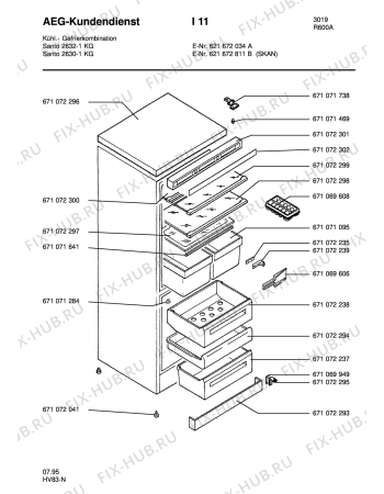 Взрыв-схема холодильника Aeg S2630KG - Схема узла Housing 001
